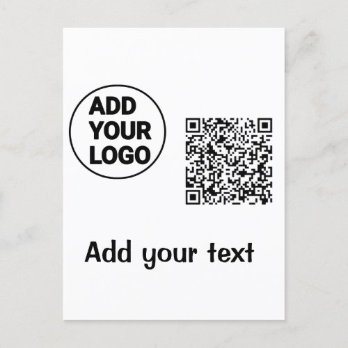 Simple minimal q r code add logo scan code name te postcard