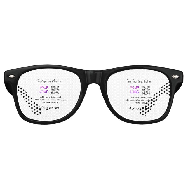 Simple minimal q r code add logo scan code name te retro sunglasses (Front)