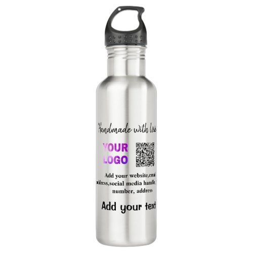 Simple minimal q r code add logo scan code name te stainless steel water bottle