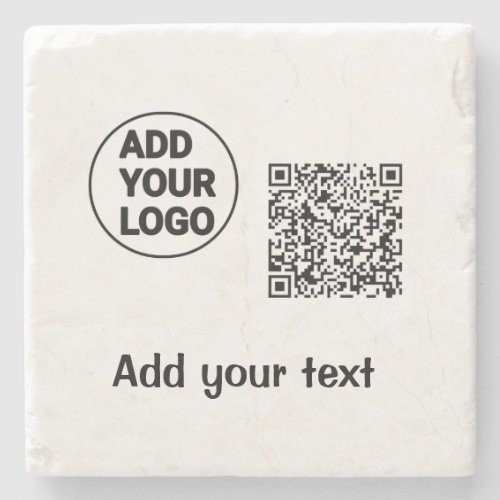 Simple minimal q r code add logo scan code name te stone coaster