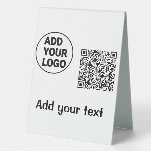 Simple minimal q r code add logo scan code name te table tent sign
