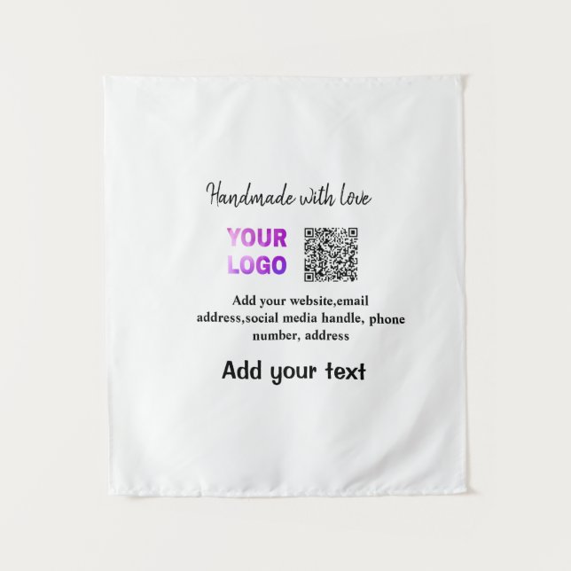 Simple minimal q r code add logo scan code name te tapestry (Front)