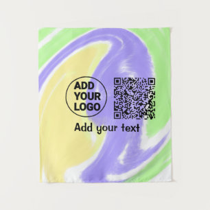 Simple minimal q r code add logo scan code name te tapestry