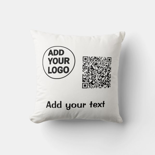 Simple minimal q r code add logo scan code name te throw pillow (Front)
