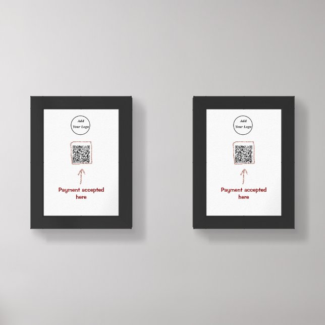 Simple minimal q r code add logo scan code name te wall art sets (Front)