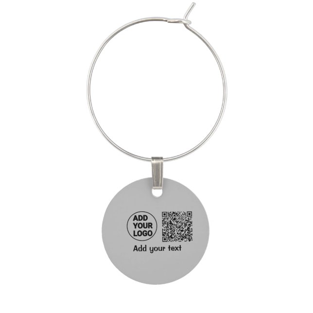 Simple minimal q r code add logo scan code name te wine charm (Front)