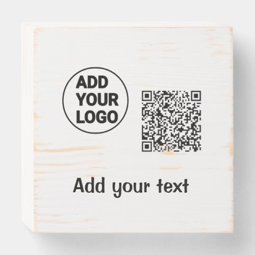 Simple minimal q r code add logo scan code name te wooden box sign