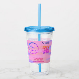 Simple minimal q r code add logo scan code name we acrylic tumbler