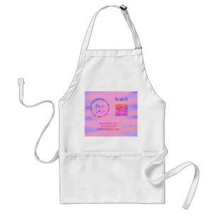 Simple minimal q r code add logo scan code name we adult apron
