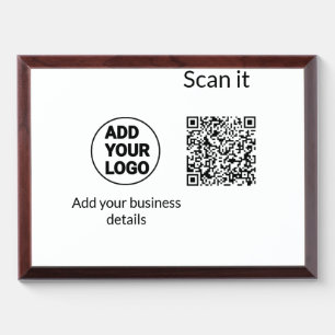 Simple minimal q r code add logo scan code name we award plaque