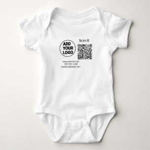 Simple minimal q r code add logo scan code name we baby bodysuit