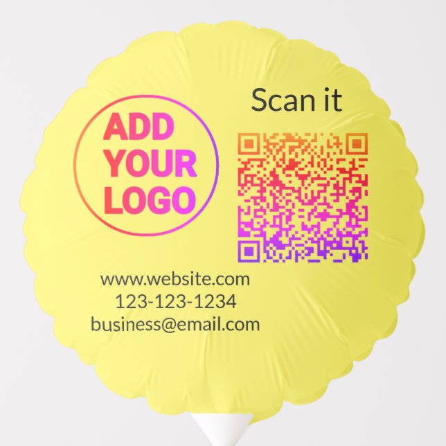 Simple minimal q r code add logo scan code name we balloon (Front)