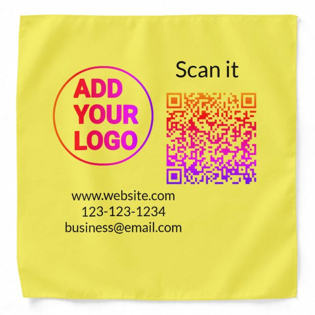 Simple minimal q r code add logo scan code name we bandana (Front)