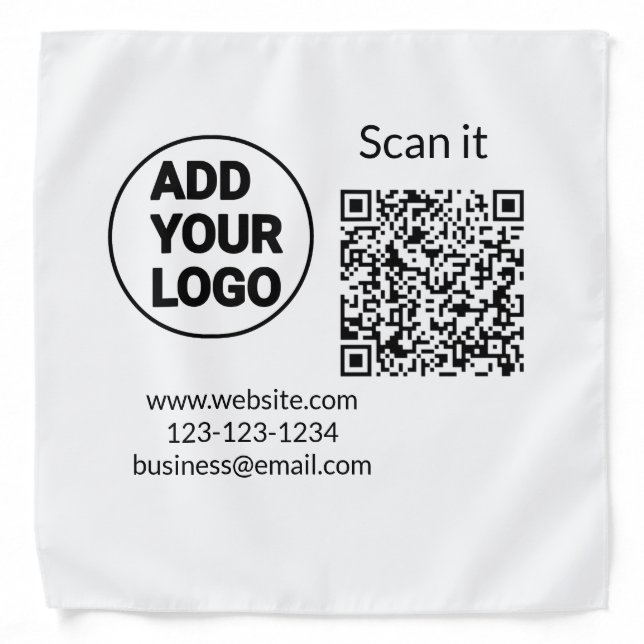Simple minimal q r code add logo scan code name we bandana (Front)