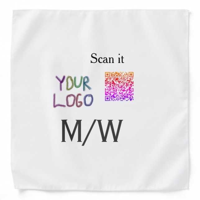 Simple minimal q r code add logo scan code name we bandana (Front)