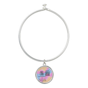 Simple minimal q r code add logo scan code name we bangle bracelet