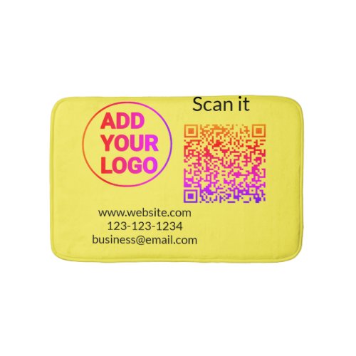 Simple minimal q r code add logo scan code name we bath mat