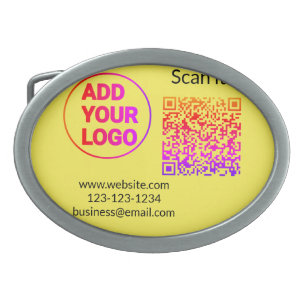 Simple minimal q r code add logo scan code name we belt buckle