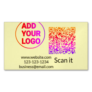 Simple minimal q r code add logo scan code name we business card magnet