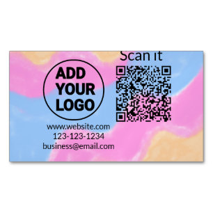 Simple minimal q r code add logo scan code name we business card magnet