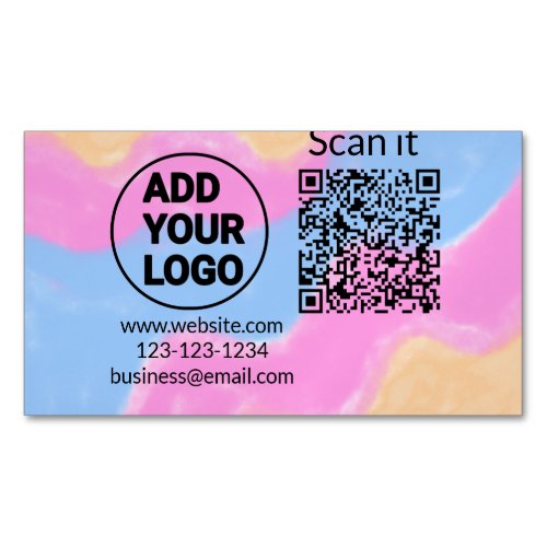 Simple minimal q r code add logo scan code name we business card magnet