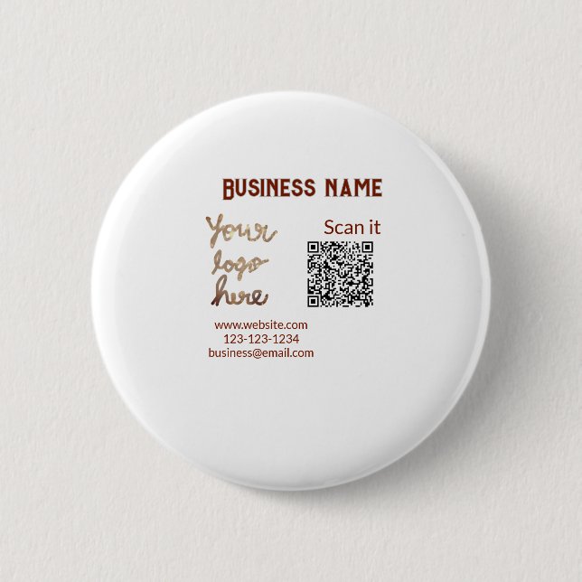 Simple minimal q r code add logo scan code name we button (Front)