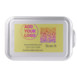 Simple minimal q r code add logo scan code name we cake pan