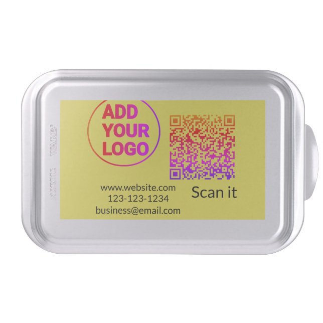 Simple minimal q r code add logo scan code name we cake pan (Front)
