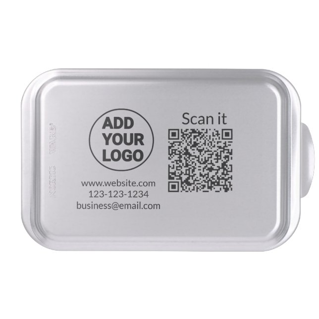Simple minimal q r code add logo scan code name we cake pan (Front)