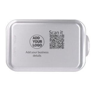 Simple minimal q r code add logo scan code name we cake pan