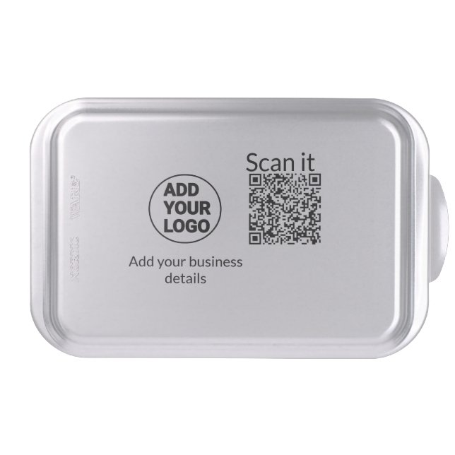 Simple minimal q r code add logo scan code name we cake pan (Front)