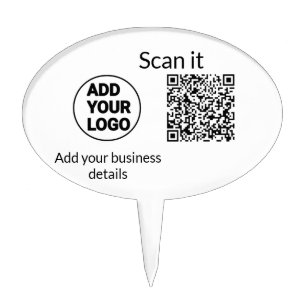 Simple minimal q r code add logo scan code name we cake topper