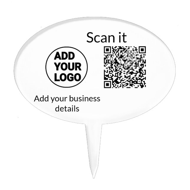 Simple minimal q r code add logo scan code name we cake topper (Front)