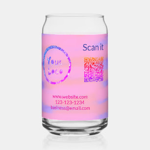 Simple minimal q r code add logo scan code name we can glass