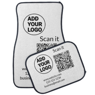 Simple minimal q r code add logo scan code name we car floor mat
