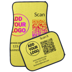 Simple minimal q r code add logo scan code name we car floor mat