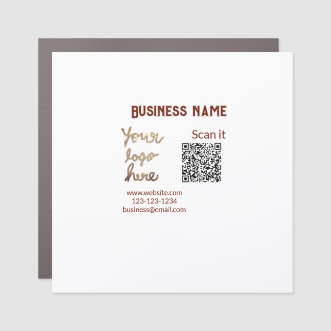 Simple minimal q r code add logo scan code name we car magnet (Front)