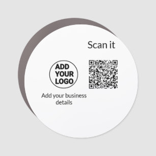 Simple minimal q r code add logo scan code name we car magnet