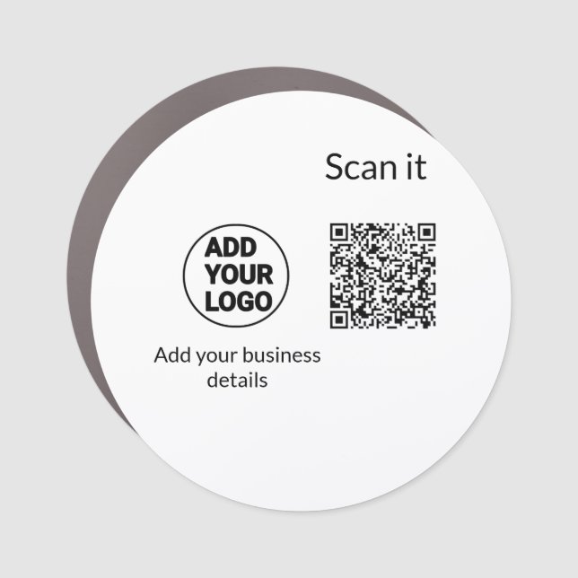 Simple minimal q r code add logo scan code name we car magnet (Front)
