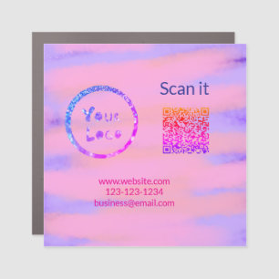 Simple minimal q r code add logo scan code name we car magnet