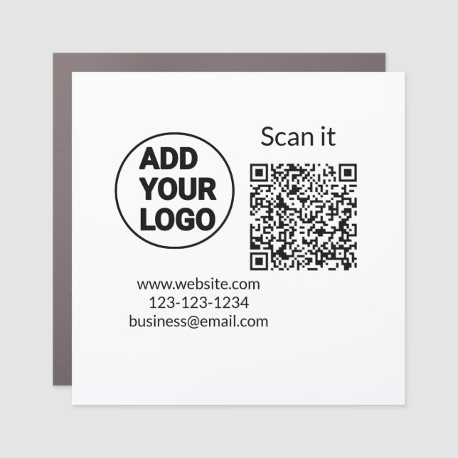 Simple minimal q r code add logo scan code name we car magnet (Front)