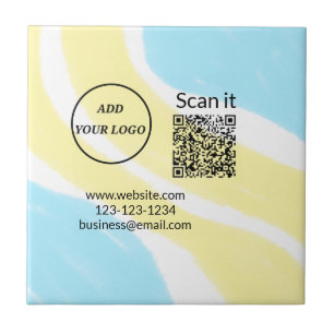 Simple minimal q r code add logo scan code name we ceramic tile