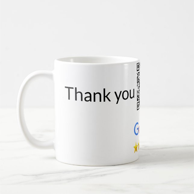 Simple minimal q r code add logo scan code name we coffee mug (Left)