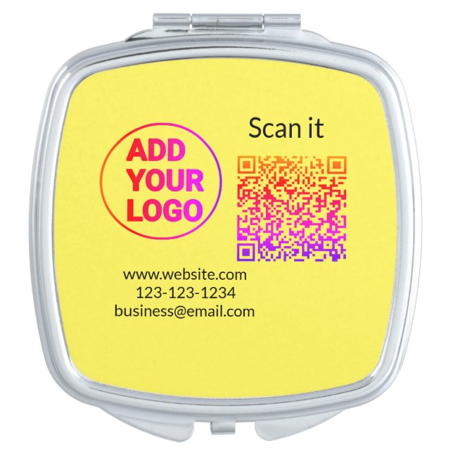 Simple minimal q r code add logo scan code name we compact mirror (Front)