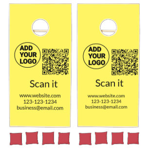 Simple minimal q r code add logo scan code name we cornhole set