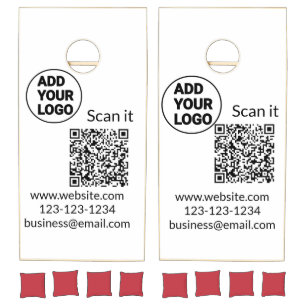 Simple minimal q r code add logo scan code name we cornhole set