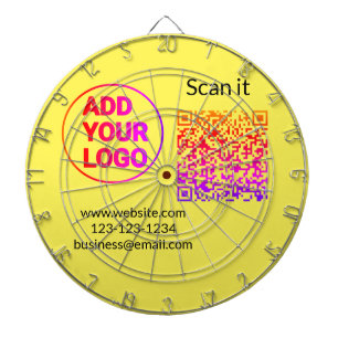 Simple minimal q r code add logo scan code name we dart board