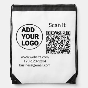 Simple minimal q r code add logo scan code name we drawstring bag