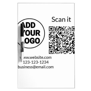 Simple minimal q r code add logo scan code name we dry erase board