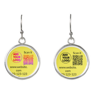 Simple minimal q r code add logo scan code name we earrings